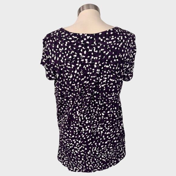 Alfani Womens Large Black White Purple Pattern Short Sleeve Rayon Top NEW - Picture 5 of 9